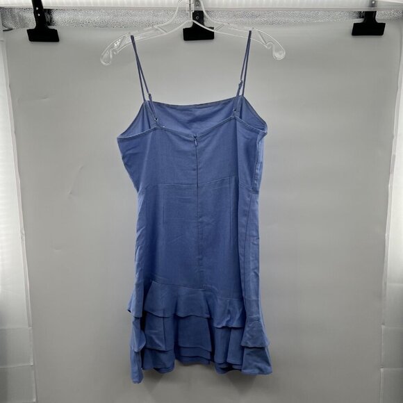 Lush Women's Square Neck Sheath Dress Blue Violet Size Medium Ruffle Hem - Picture 6 of 9